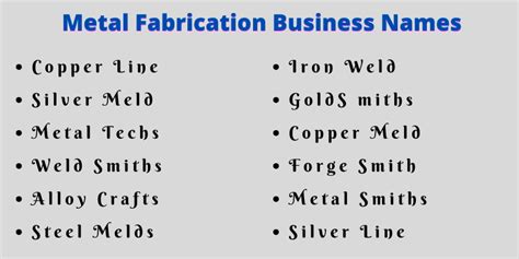 cool names for metal fabrication business|unique metalworking business names.